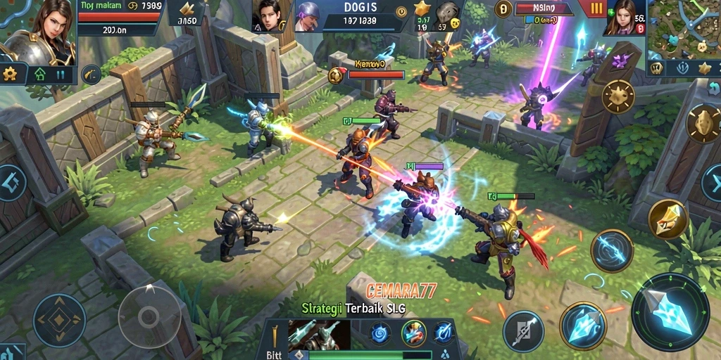 Tampilan gameplay dinamis CEMARA77 dengan aksi strategi yang intens.