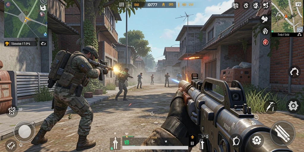 Tangkapan layar utama ID777 menampilkan momen pertempuran seru dalam game TPS.