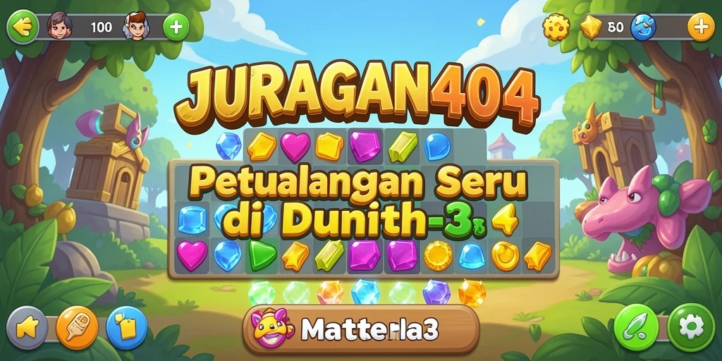 Screenshot gameplay JURAGAN404 menampilkan aksi seru mencocokkan objek Match-3.