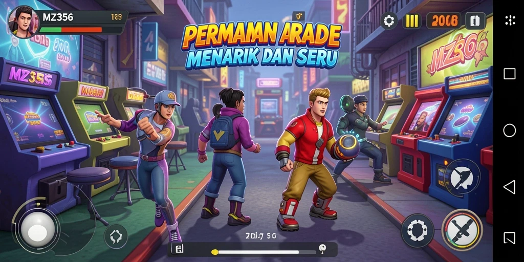 Tampilan gameplay MZ356 yang penuh warna dan dinamis.