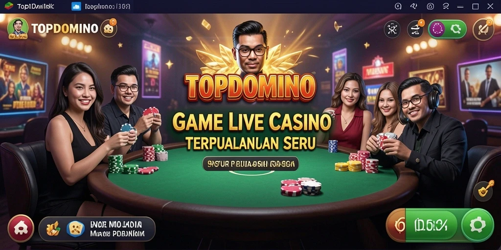 Gambaran gameplay seru dari TOPDOMINO yang menampilkan dealer langsung.